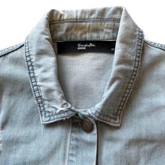 Simply Bee Denim Jacket Plus Size Jean Embroidered Eagle Butterflies Distressed - Picture 5 of 9